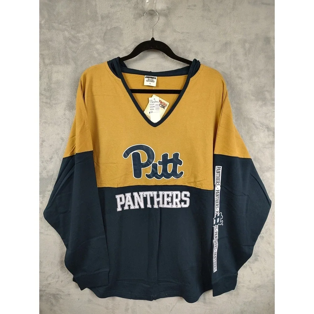 Pressbox Pitt Panthers Hoodie Youth Size L Gold Navy Blue Athletic‎ Pullover